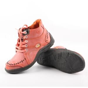 TMA EYES Women Stitching Shoes Leather Lace-up Low Heel Handwork Casual Boots 9